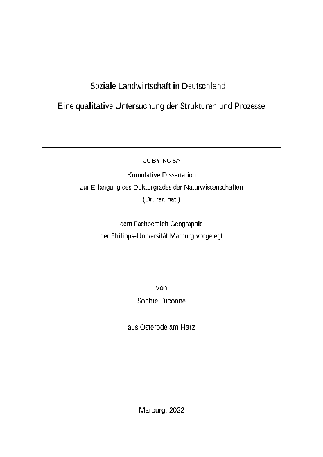 Soziale Landwirtschaft in Deutschland – Eine qualitative Untersuchung der Strukturen und Prozesse