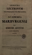 Indices lectionum et publicarum et privatarum quae in Academia Marpurgensi … SS 1808 – WS 1808