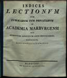 Indices lectionum et publicarum et privatarum quae in Academia Marpurgensi … SS 1823 – WS 1823