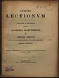 Indices lectionum et publicarum et privatarum quae in Academia Marpurgensi … SS 1893