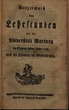 Verzeichnis der Lehrstunden auf der Universität Marburg. SS/WS 1788