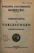 Verzeichnis der Vorlesungen / Philipps-Universität Marburg. SS 1915 - WS 1915/16