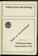 Vorlesungsverzeichnis / Philipps-Universität Marburg. SS 1978.
