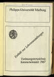 Vorlesungsverzeichnis / Philipps-Universität Marburg. SS 1987.