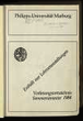 Vorlesungsverzeichnis / Philipps-Universität Marburg. SS 1984.