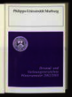 Personal- und Vorlesungsverzeichnis / Philipps-Universität Marburg. WS 2002/2003.