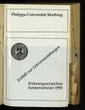 Vorlesungsverzeichnis / Philipps-Universität Marburg. SS 1998.