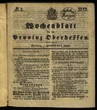 Wochenblatt für die Provinz Oberhessen. (1849, Januar - März). Wochenblatt für den Verwaltungsbezirk Marburg. (1849, April - Dezember)