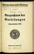 Verzeichnis der Vorlesungen / Philipps-Universität Marburg. SH 1926