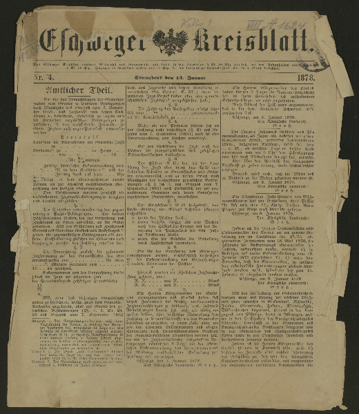 Eschweger Kreisblatt. Jg. 1878