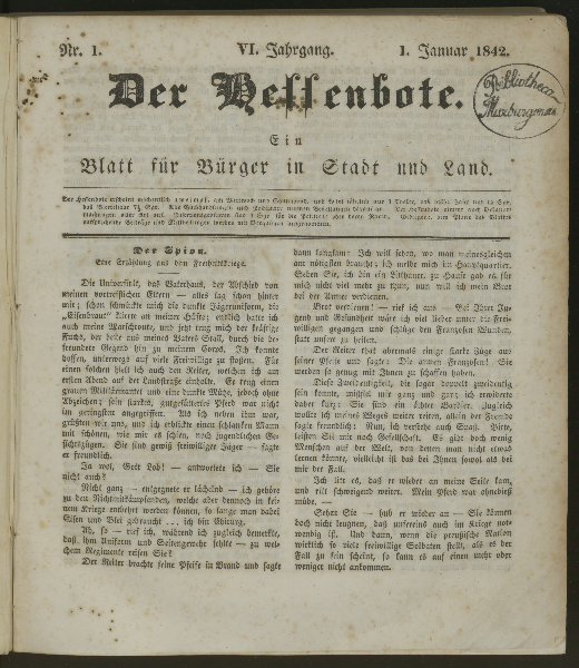 Der Hessenbote. Jg. 6.1842
