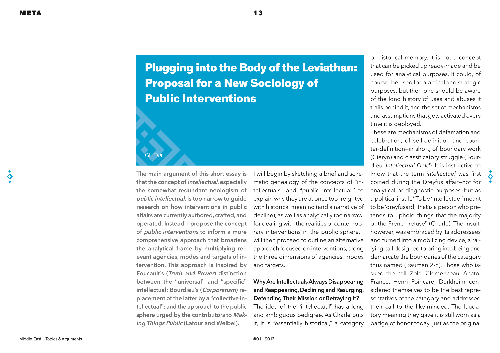 Plugging into the Body of the Leviathan: Proposal for a New Sociology of Public Interventions