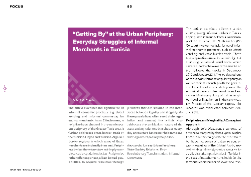 “Getting By” at the Urban Periphery: Everyday Struggles of Informal Merchants in Tunisia