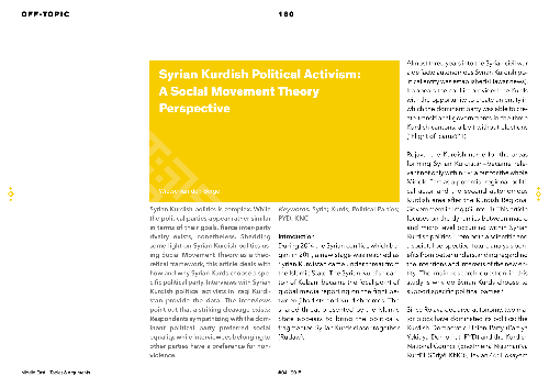 Syrian Kurdish Political Activism: A Social Movement Theory Perspective