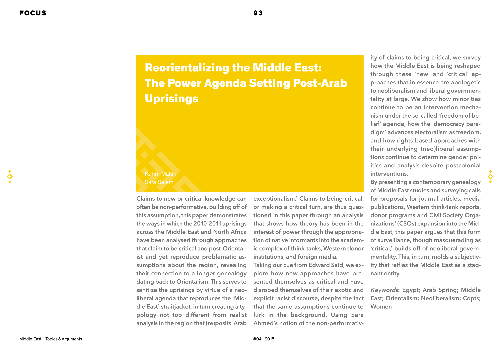 Reorientalizing the Middle East: The Power Agenda Setting Post-Arab Uprisings