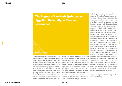 The Impact of the Arab Spring at an Egyptian University: A Personal Experience