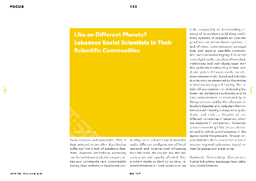 Like on Different Planets? Lebanese Social Scientists in Their Scientific Communities