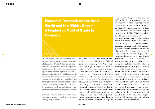 Economic Research on the Arab World and the Middle East – A Neglected Field of Study in Germany