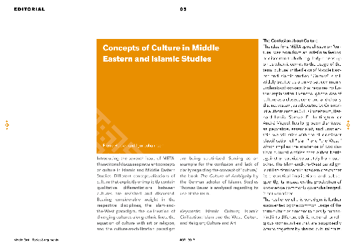 Concepts of Culture in Middle Eastern and Islamic Studies