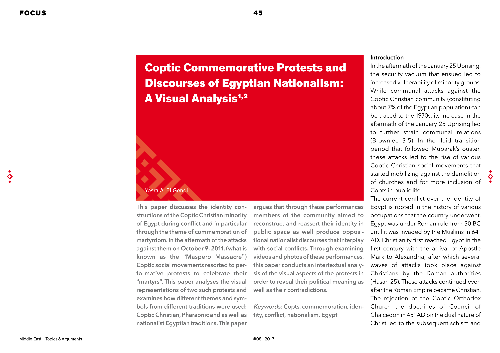 Coptic Commemorative Protests and Discourses of Egyptian Nationalism: A Visual Analysis