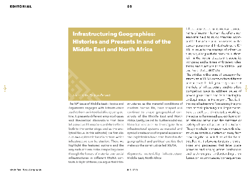 Infrastructuring Geographies: Histories and Presents in and of the Middle East and North Africa