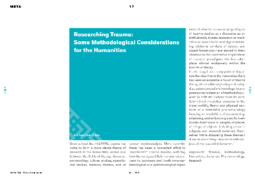 Researching Trauma: Some Methodological Considerations for the Humanities