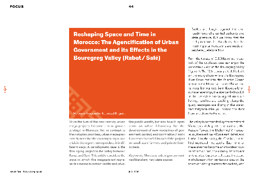 Reshaping Space and Time in Morocco: The Agencification of Urban Government and its Effects in the Bouregreg Valley (Rabat/ Salé)