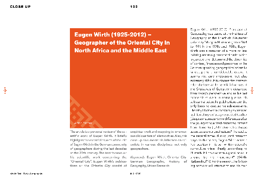 Eugen Wirth (1925-2012) - Geographer of the Oriental City in North Africa and the Near East