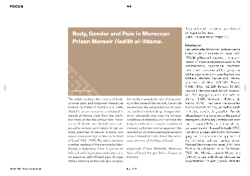 Body, Gender and Pain in Moroccan Prison Memoir Ḥadīth al-‘Atama