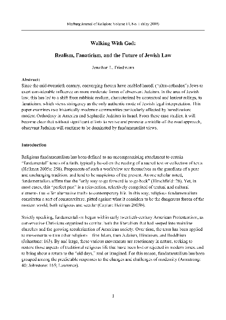 Walking With God: Realism, Fanaticism, and the Future of Jewish Law