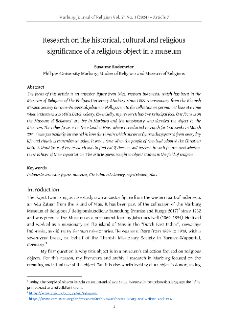 Research on the historical, cultural and religious significance of a religious object in a museum