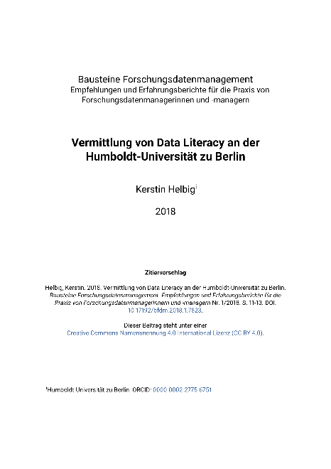 Vermittlung von Data Literacy an der Humboldt-Universität zu Berlin