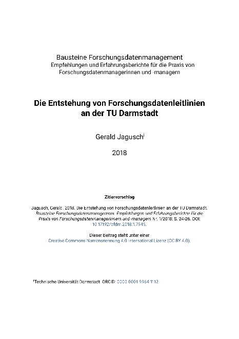 Die Entstehung von Forschungsdatenleitlinien an der TU Darmstadt