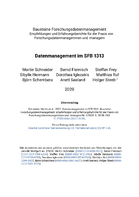 Datenmanagement im SFB 1313