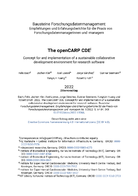 The openCARP CDE
