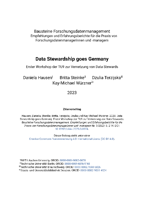 Data Stewardship goes Germany