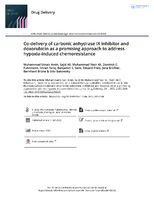 Co-delivery of carbonic anhydrase IX inhibitor and doxorubicin as a promising approach to address hypoxia-induced chemoresistance