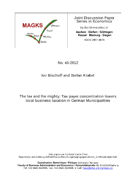 The tax and the mighty: Tax payer concentration lowers local business taxation in German Municipalities