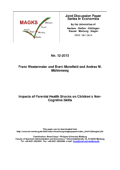 Impacts of Parental Health Shocks on Children’s Non-Cognitive Skills