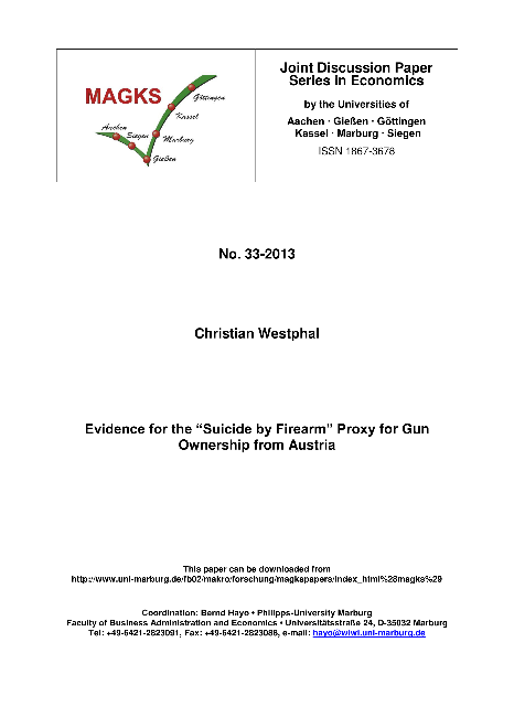 Evidence for the “Suicide by Firearm” Proxy for Gun Ownership from Austria