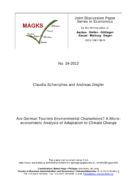 Are German Tourists Environmental Chameleons? A Microeconometric Analysis of Adaptation to Climate Change