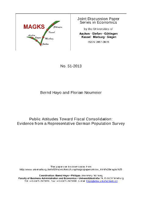 Public Attitudes Toward Fiscal Consolidation: Evidence from a Representative German Population Survey