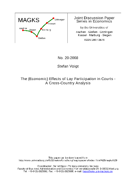 The (Economic) Effects of Lay Participation in Courts - A Cross-Country Analysis