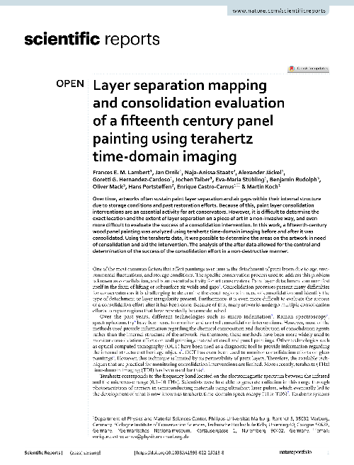 Layer separation mapping and consolidation evaluation of a fifteenth century panel painting using terahertz time-domain imaging