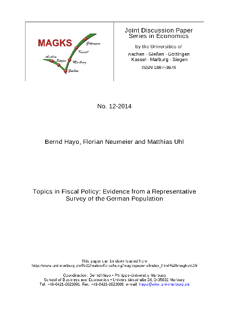 Topics in Fiscal Policy: Evidence from a Representative Survey of the German Population