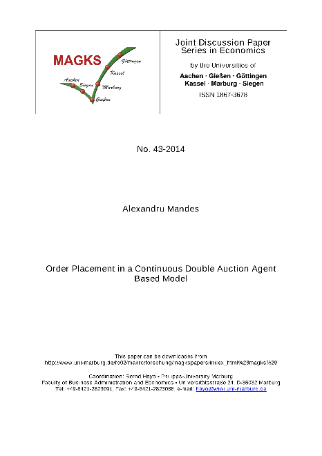 Order Placement in a Continuous Double Auction Agent Based Model