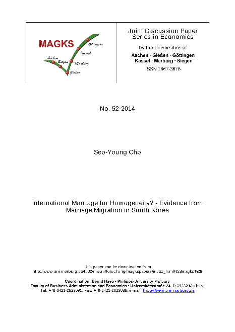 International Marriage for Homogeneity? - Evidence from Marriage Migration in South Korea