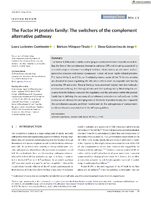 The Factor H protein family: The switchers of the complement alternative pathway