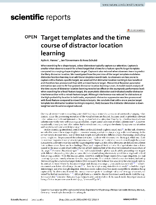 Target templates and the time course of distractor location learning