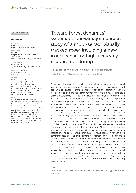 Toward forest dynamics’ systematic knowledge: concept study of a multi-sensor visually tracked rover including a new insect radar for high-accuracy robotic monitoring